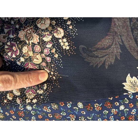 Mixed Floral Paisley Print Kimono Pink Blue Green Size 0/1Boho Lightweight Layer - Picture 7 of 7